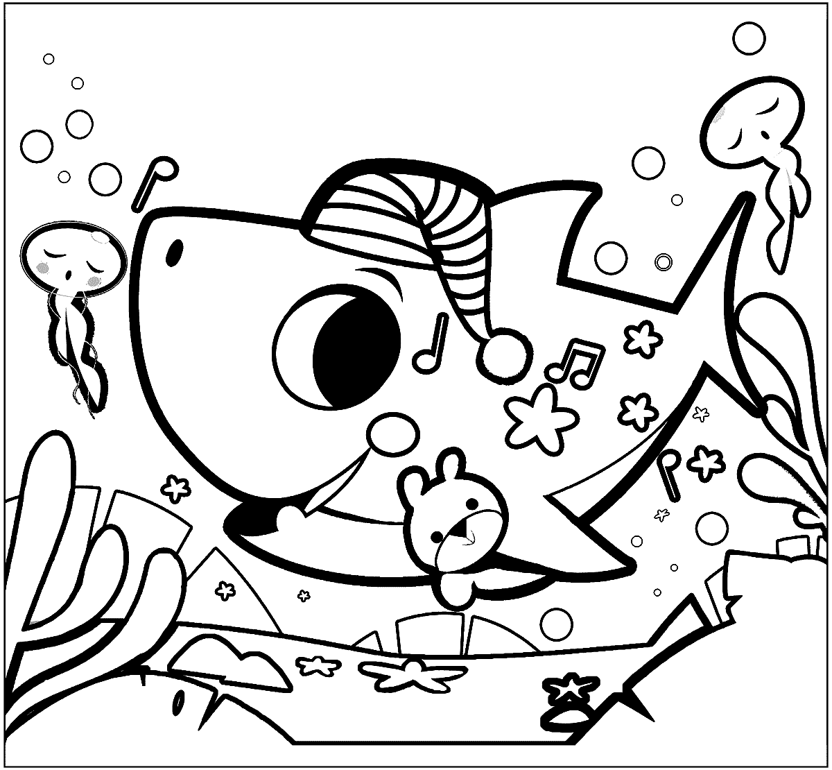 Baby shark coloring pages for free