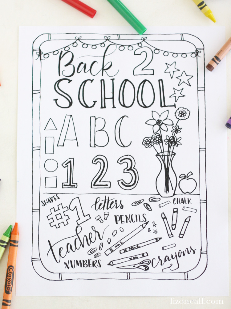 Back to school coloring page â liz on call