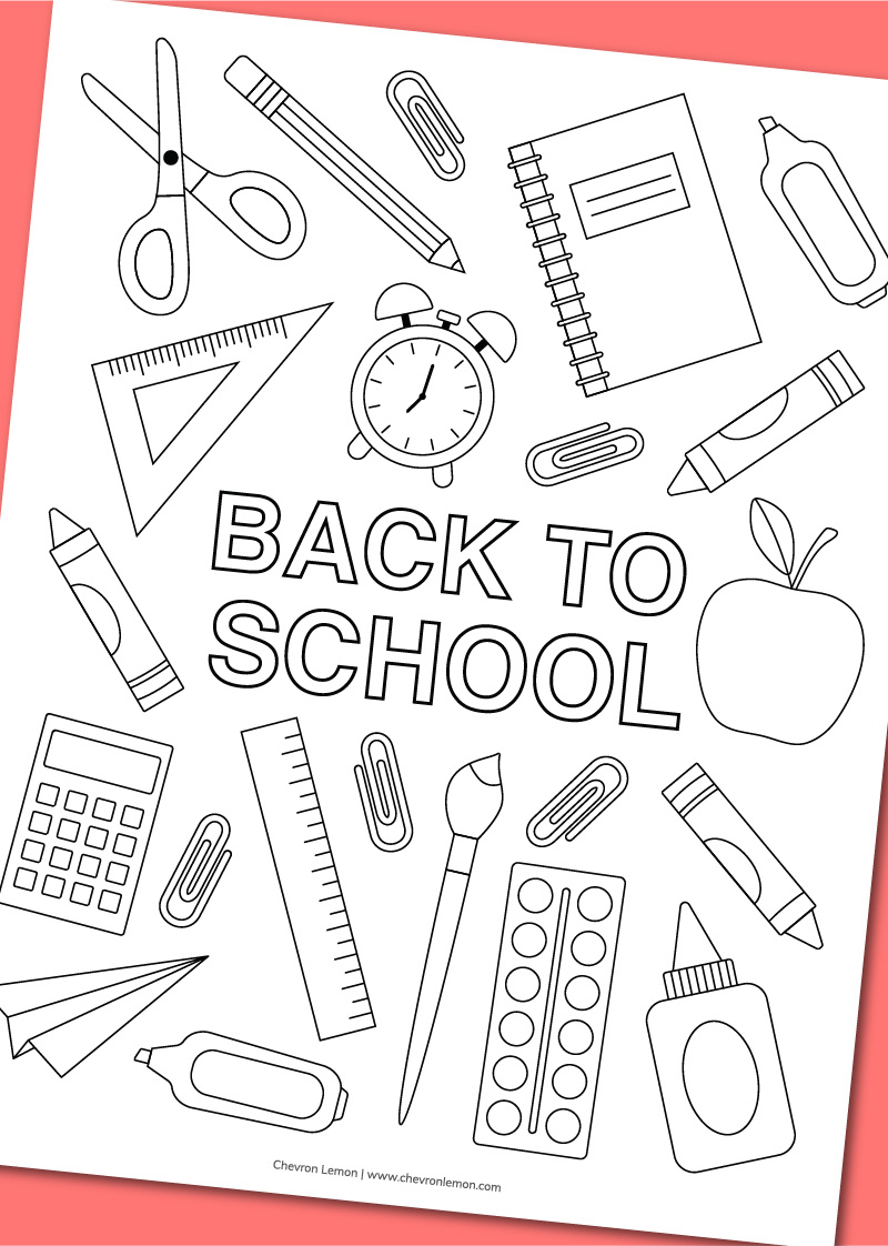 Printable back to school coloring page