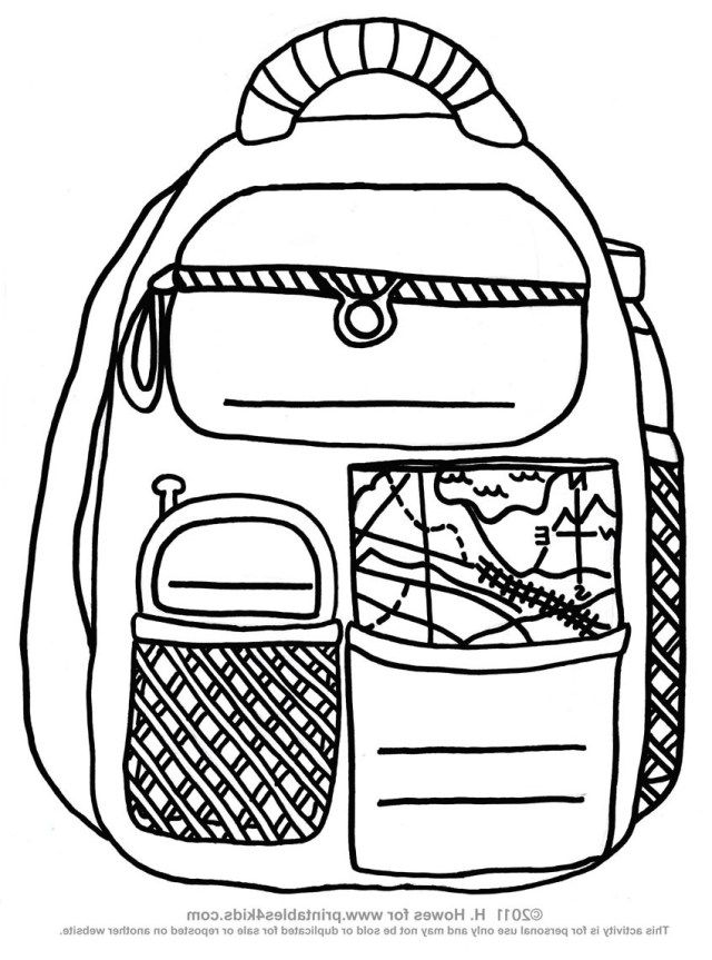 Colorful backpack coloring page