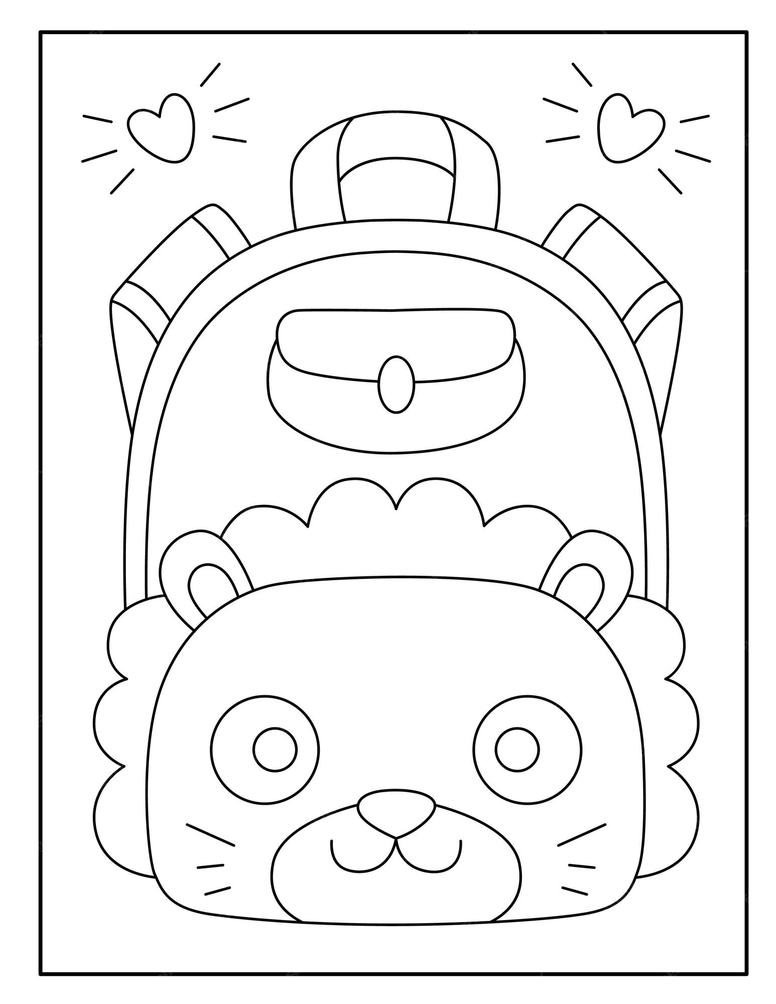 Premium vector school bag coloring pages for kids