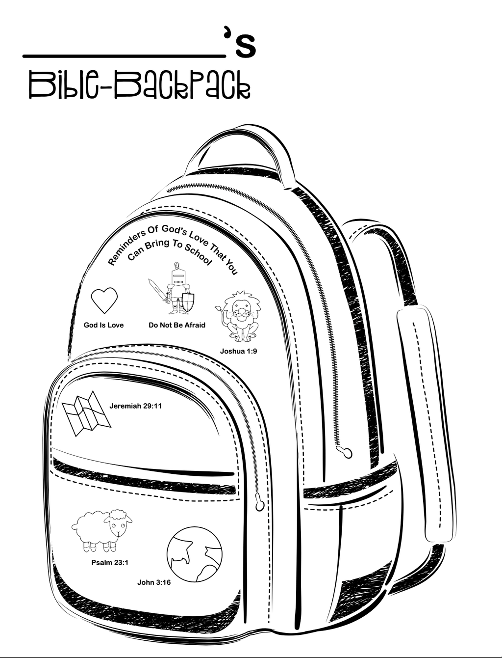 Bible backpack coloring page