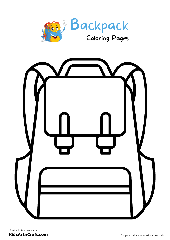 Backpack school bag coloring pages for kids â free printables