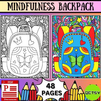 Mindfulness backpack coloring pages back to school printable worksheets