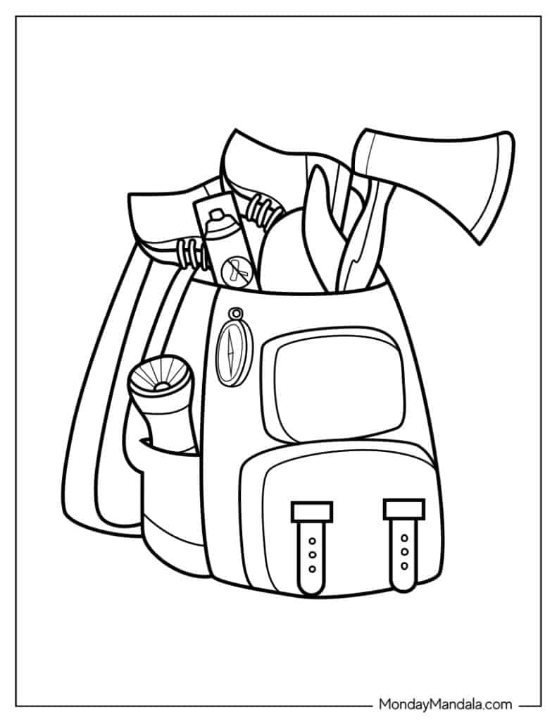 Camping hiking coloring pages free pdf printables