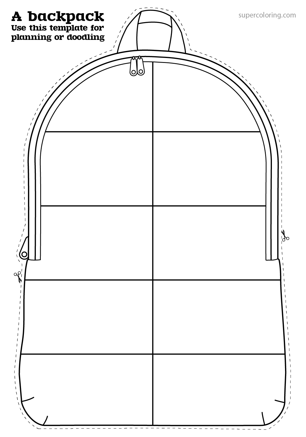 A school backpack to use for doodling or planning free printable papercraft templates