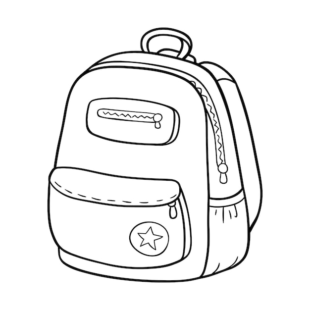 Premium vector kids coloring page with outline doodle school bag