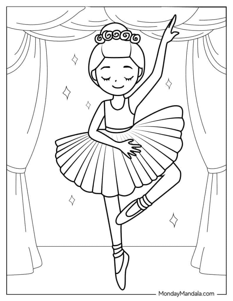 Ballerina coloring pages free pdf printables