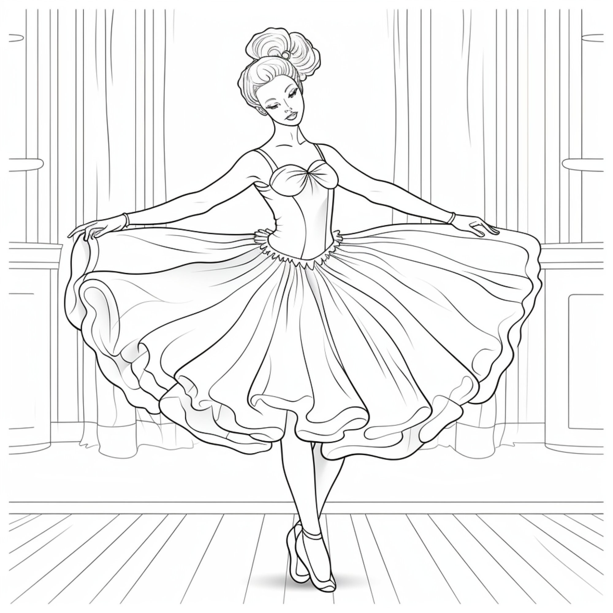 Printable ballerina coloring pages for kids and adults digital download pdf download now