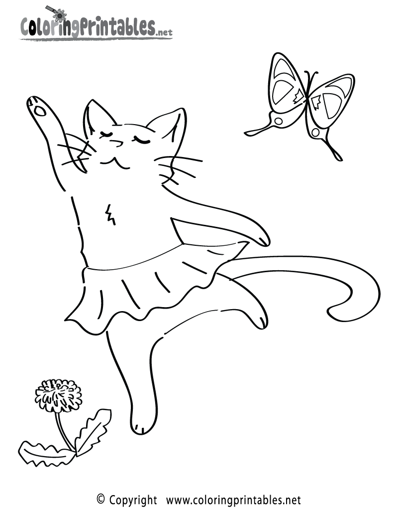 Cat ballet coloring page