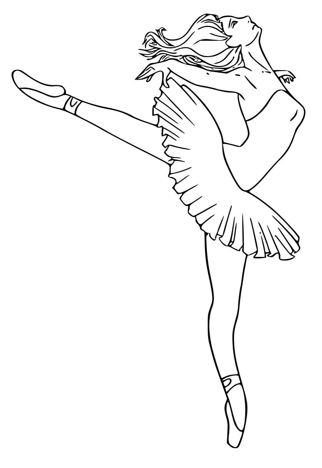 Free printable dance ballerina coloring page for adults and kids