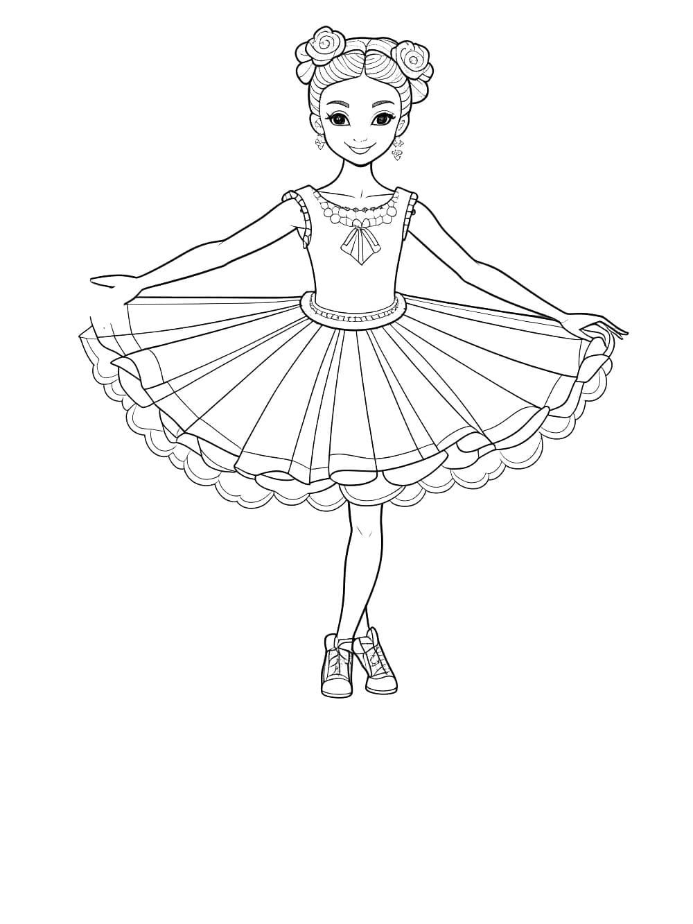 Cute ballerina girl coloring page