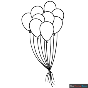 Balloons coloring page easy drawing guides