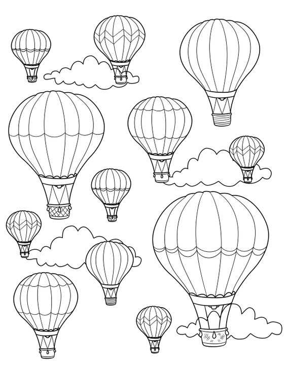 Printable hot air balloon coloring page digital download festival of balloons download now