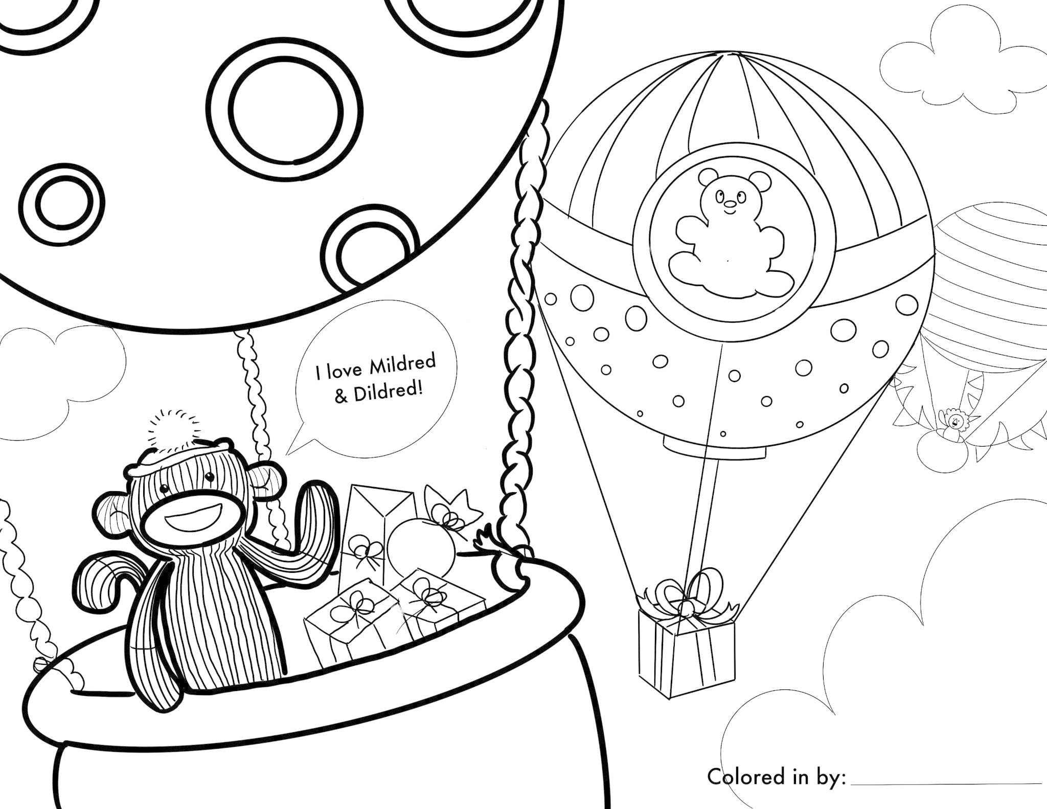 Hot air balloon coloring page