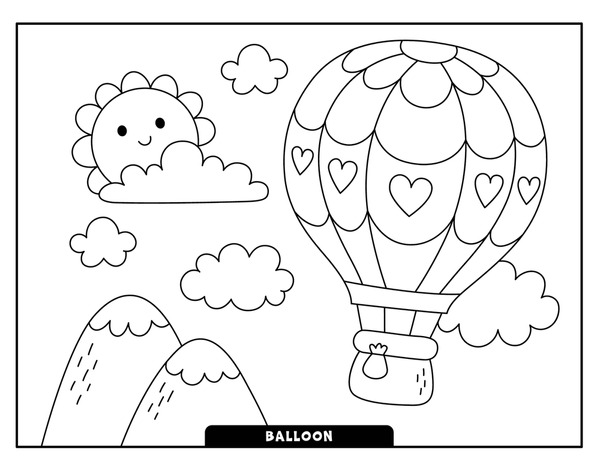 Balloon coloring pages royalty