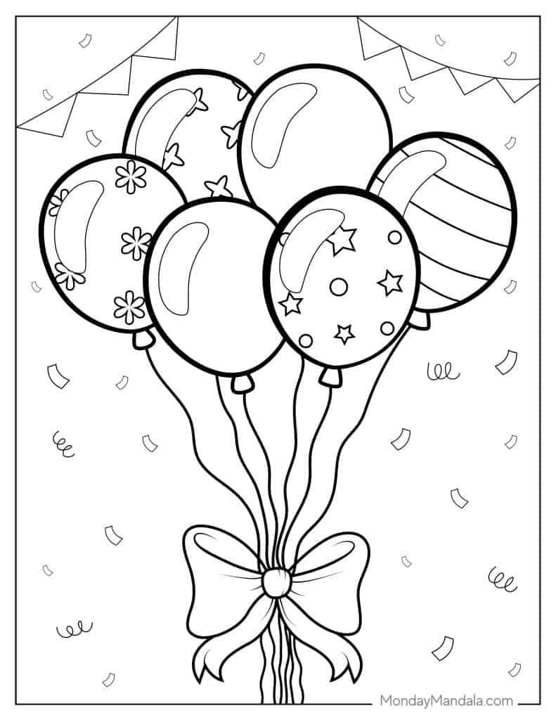 Balloon coloring pages free pdf printables