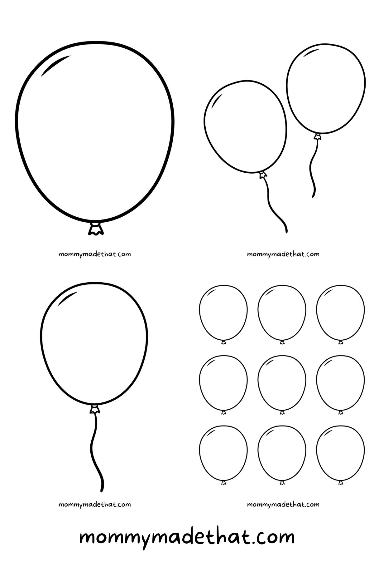 Free printable balloon templates different sizes