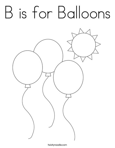 B is for balloons coloring page