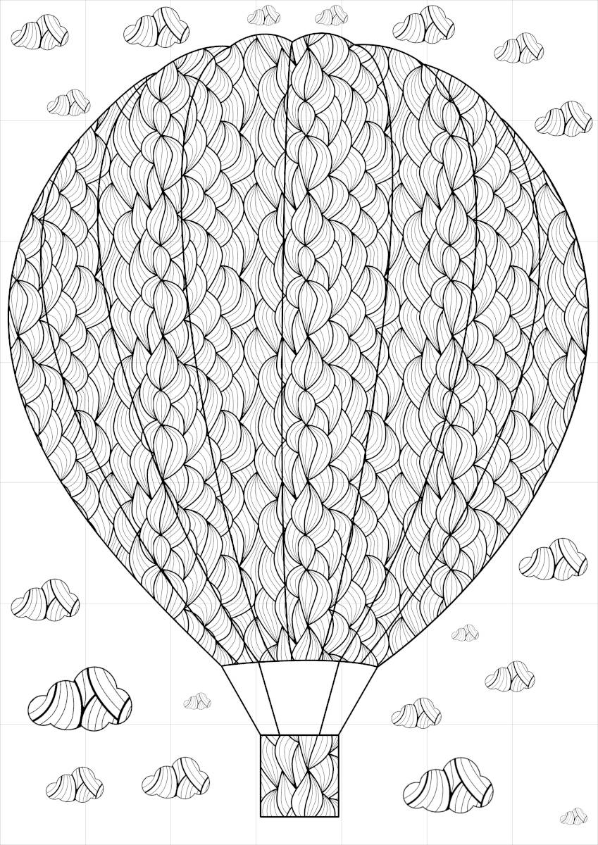 Hot air balloon xl coloring designs
