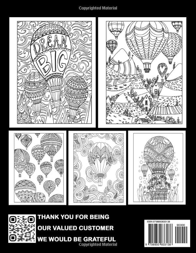 Vintage hot air balloon for adults coloring book fire balloon and tranquil scenes coloring pages with incredible designs for grown ups teens gift idea relieving stress relaxation tucker lilli books