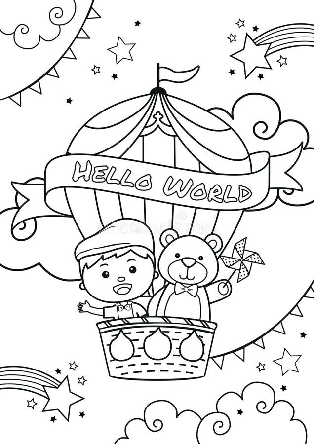 Hot air balloon coloring stock illustrations â hot air balloon coloring stock illustrations vectors clipart