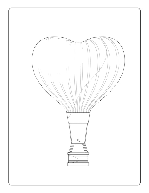 Premium vector air ballon coloring pages for kids with cute airballons black and white activity worksheet