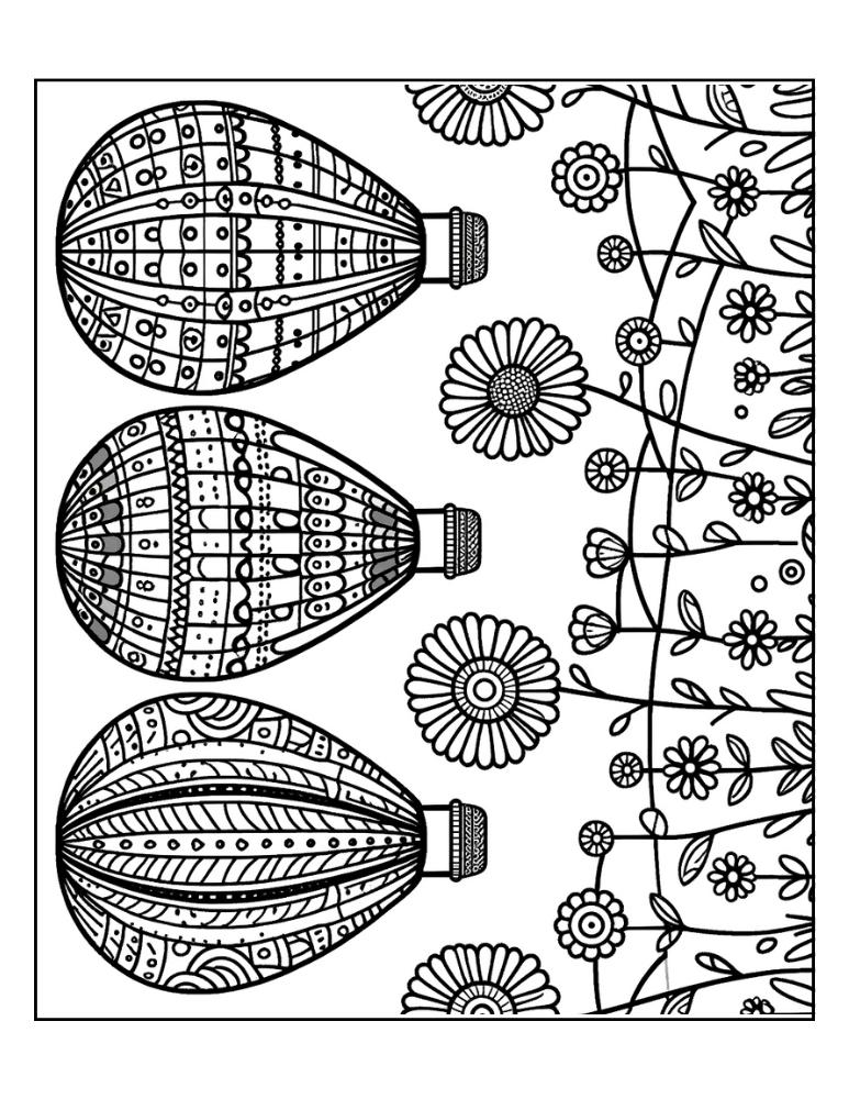 Free printable hot air balloon coloring pages