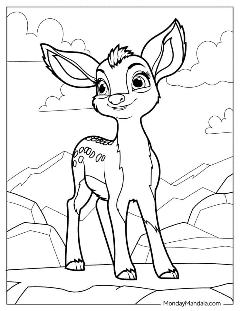 Bambi coloring pages free pdf printables