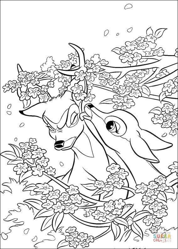 Faline and bambi coloring page free printable coloring pages