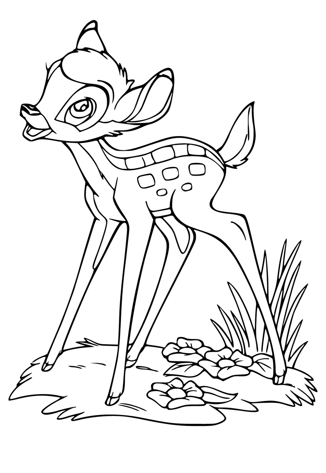 Free printable bambi flowers coloring page for adults and kids