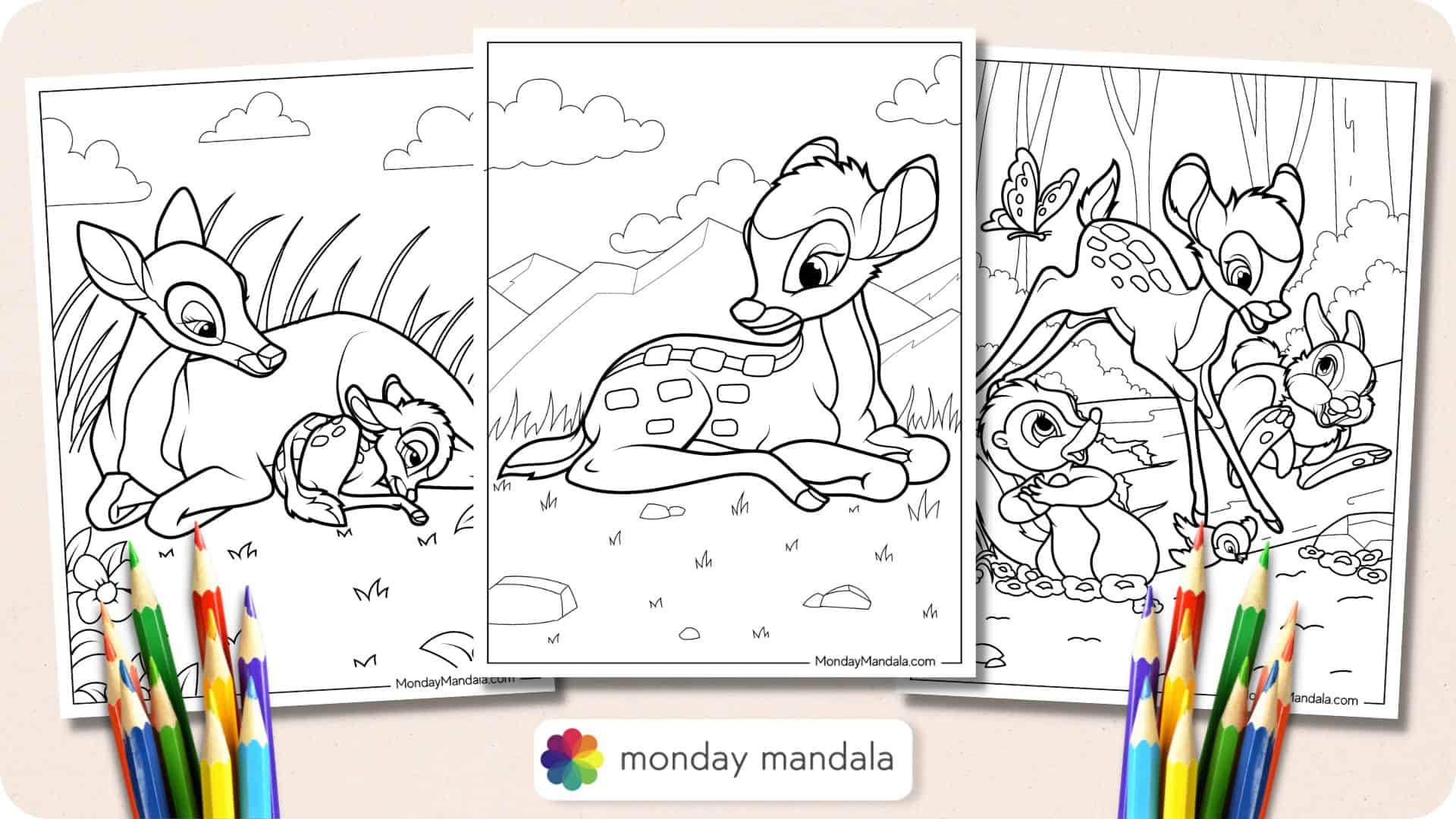 Bambi coloring pages free pdf printables