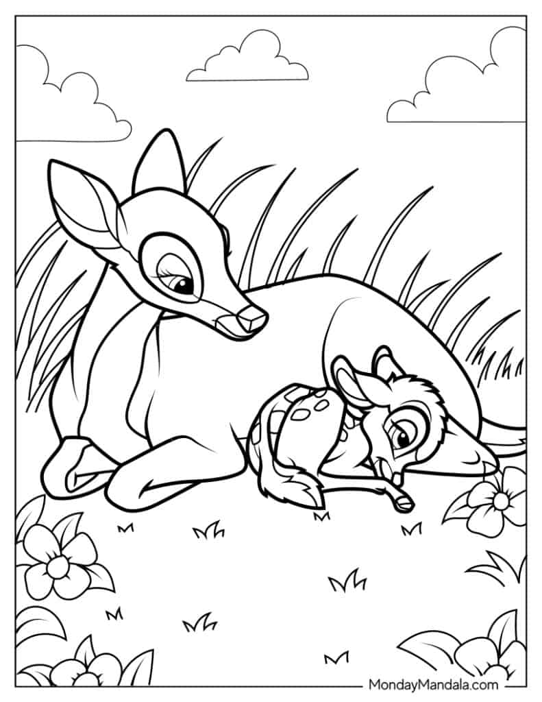 Bambi coloring pages free pdf printables