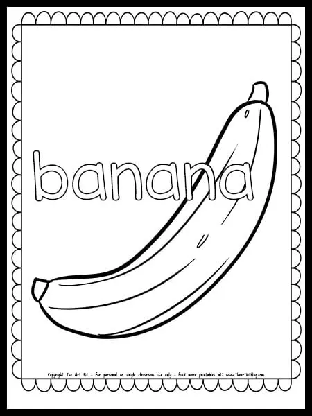 Banana coloring page free printable â the art kit