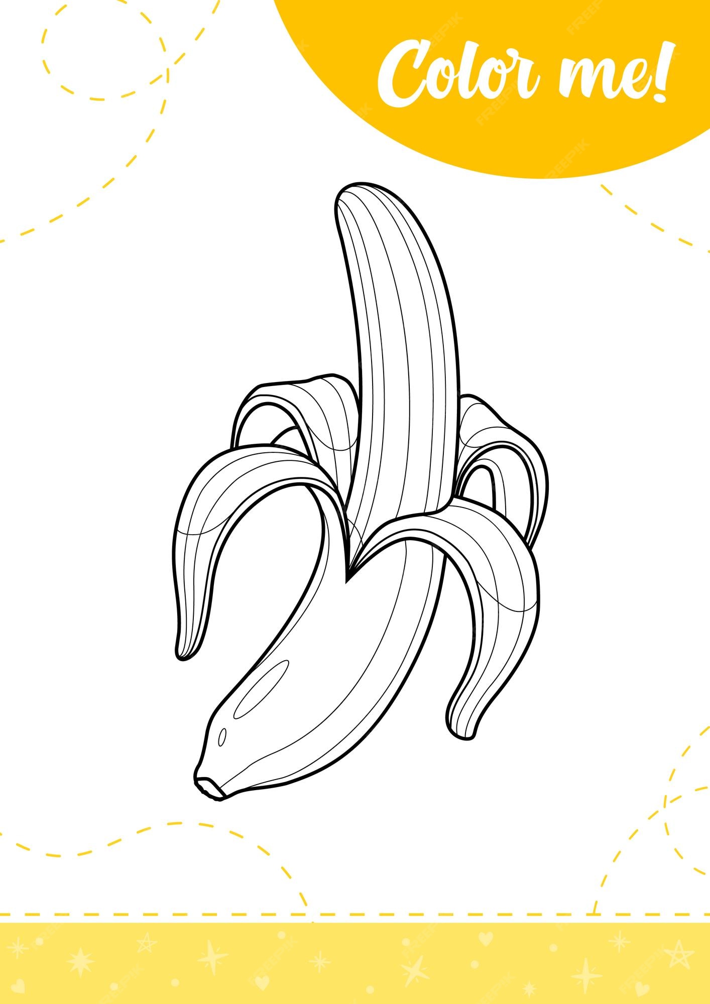 Premium vector coloring page for kids with cartoon banana fruit a printable worksheet vector illustration
