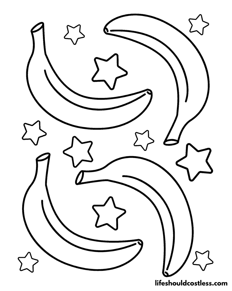 Banana coloring pages free printable pdf templates