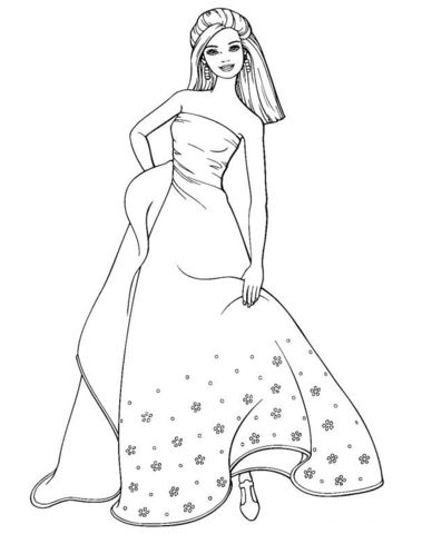 Beautiful barbie coloring page free printable coloring pages