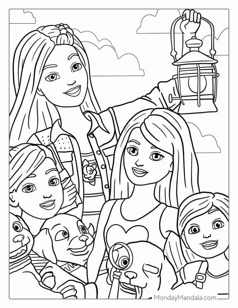 Barbie coloring pages free pdf printables