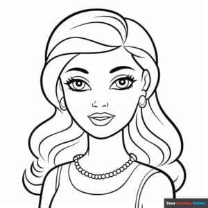 Easy barbie coloring page easy drawing guides