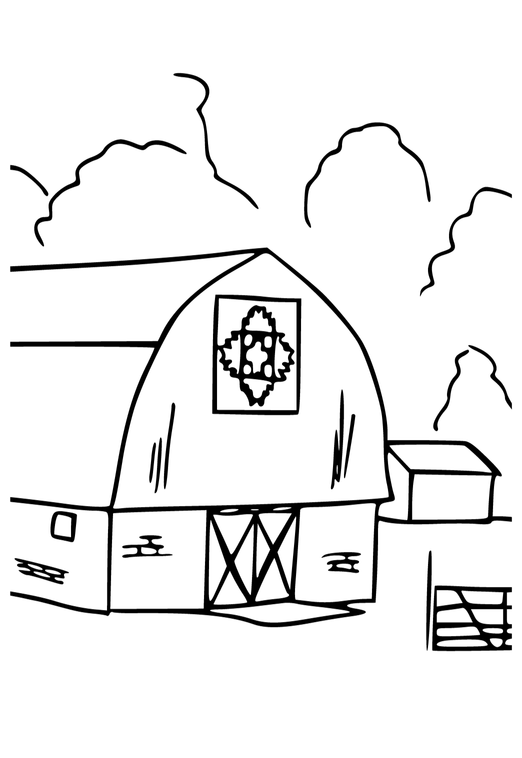 Free printable barn easy coloring page for adults and kids