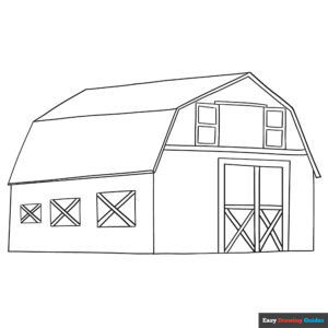 Barn coloring page easy drawing guides