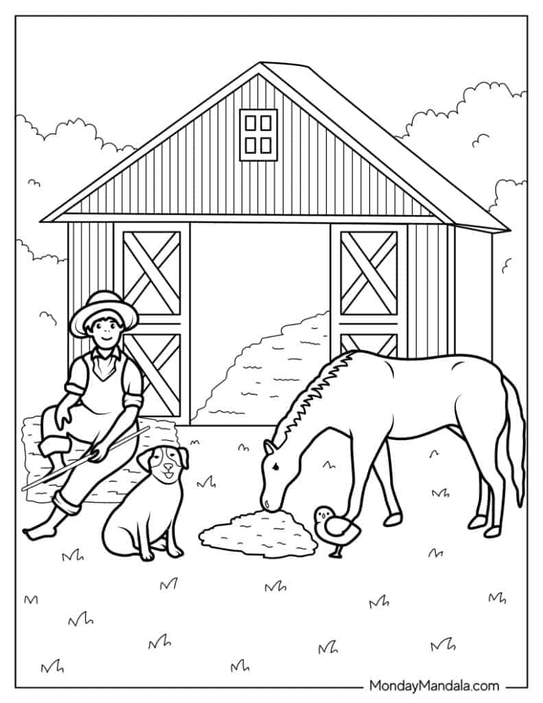 Farm coloring pages free pdf printables