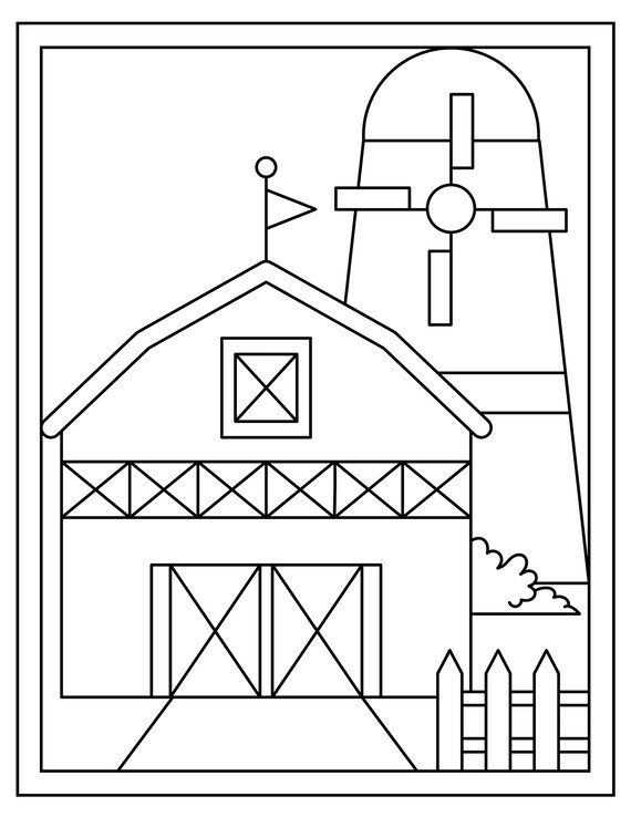 Farmhouse printable coloring pages