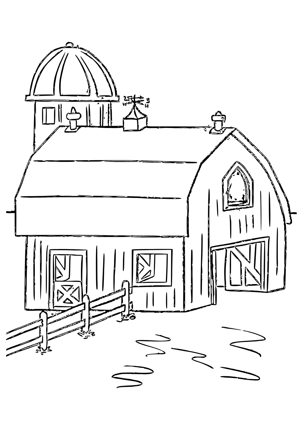 Free printable barn real coloring page for adults and kids