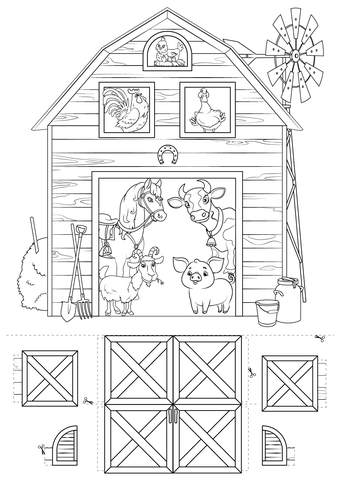 Create farm barn with surprise animals coloring page free printable coloring pages