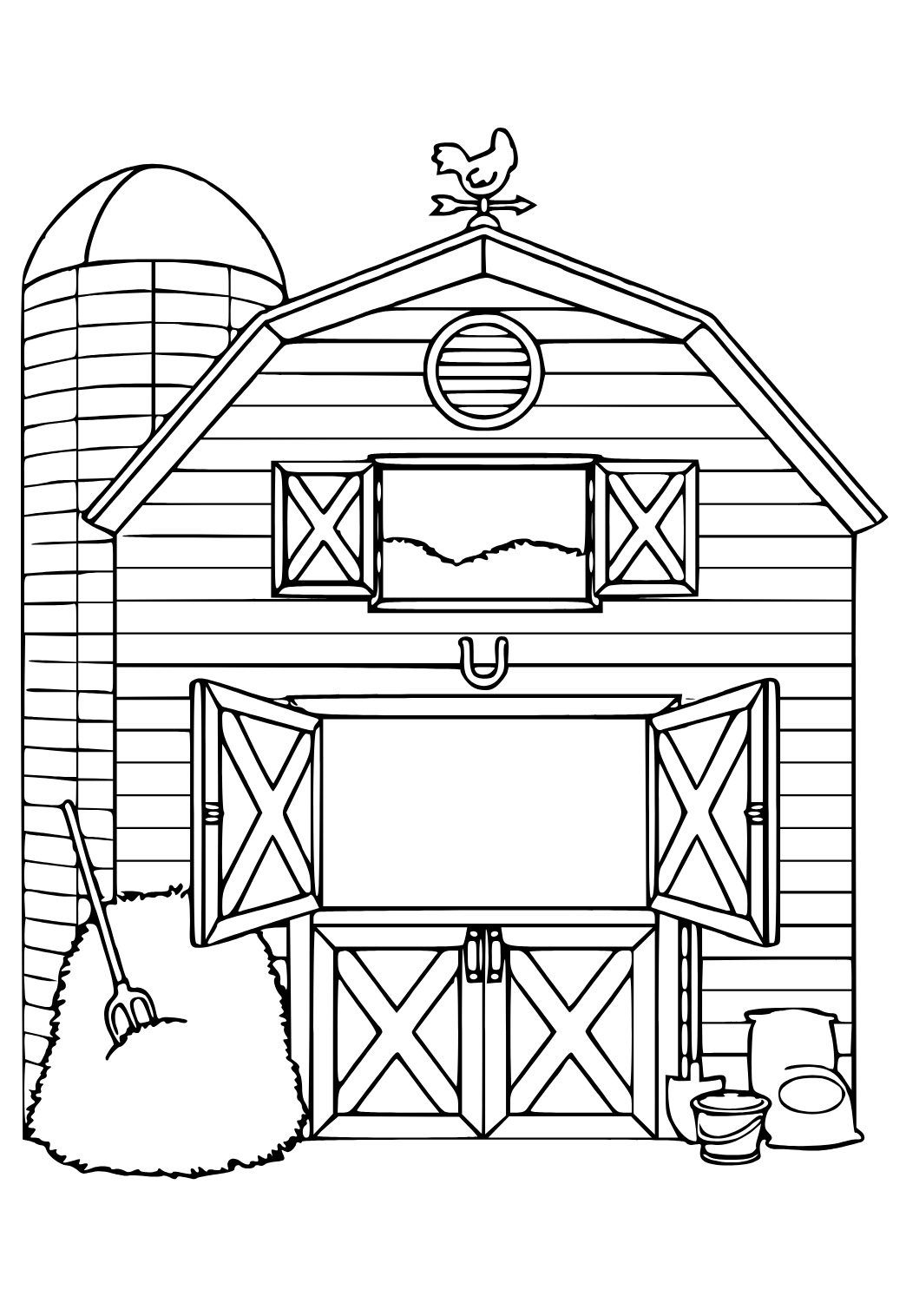 Free printable barn hay coloring page for adults and kids