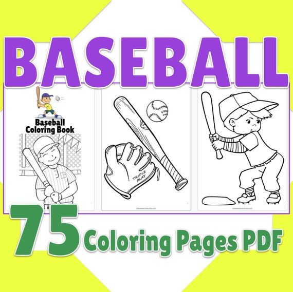 Baseball coloring pages printable baseball coloring book page pdf birthday activity party favor baseball digital coloring sheets