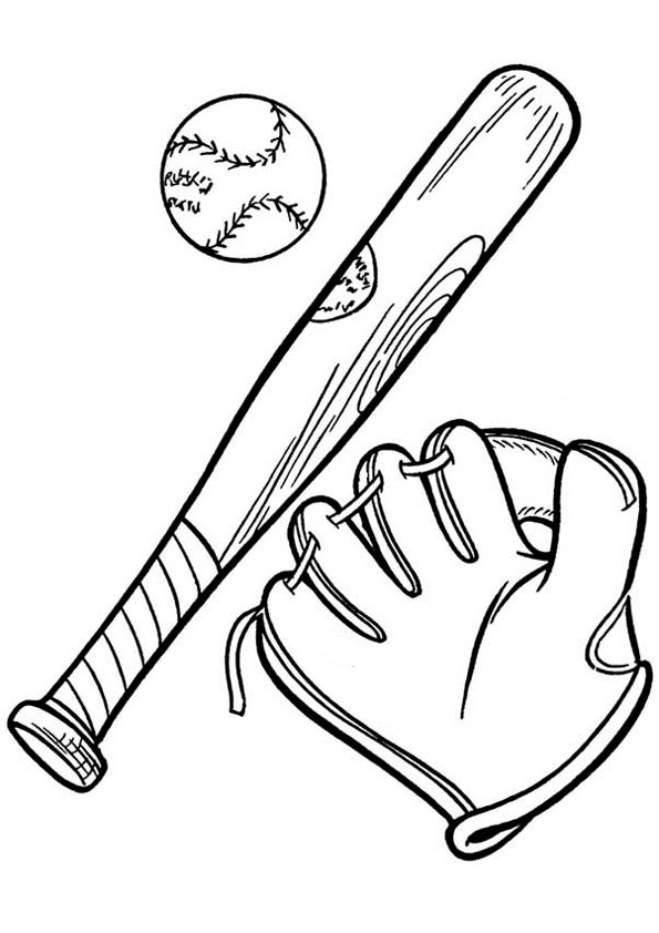 Coloring pages baseball and bat coloring page