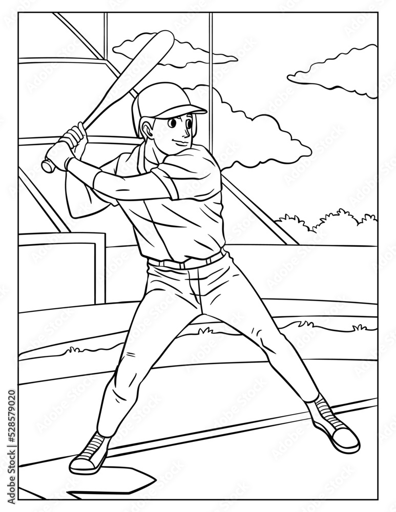 Baseball coloring page for kids vector