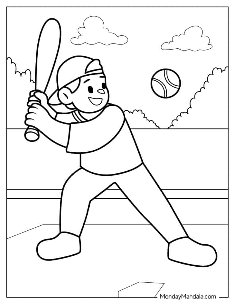 Baseball coloring pages free pdf printables